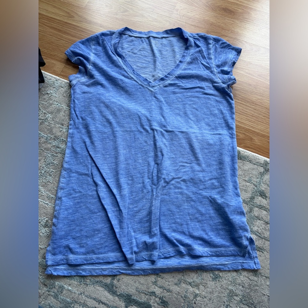 a.n.a Blue V-Neck Short Sleeve Top